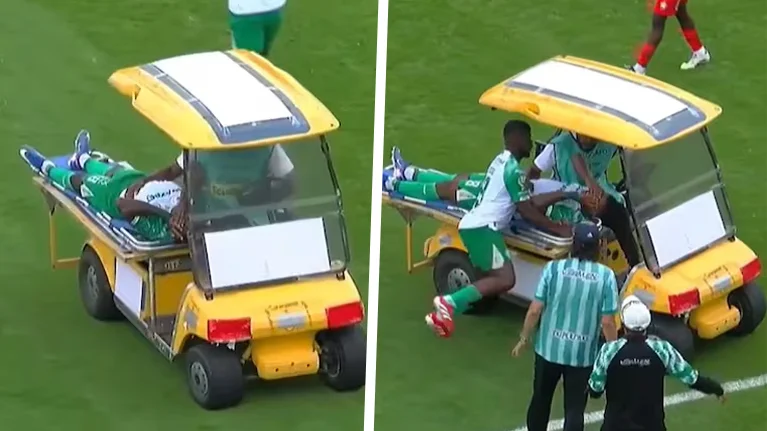 Increíble escena en Ecuador: un carrito de asistencia médica terminó golpeando a un jugador